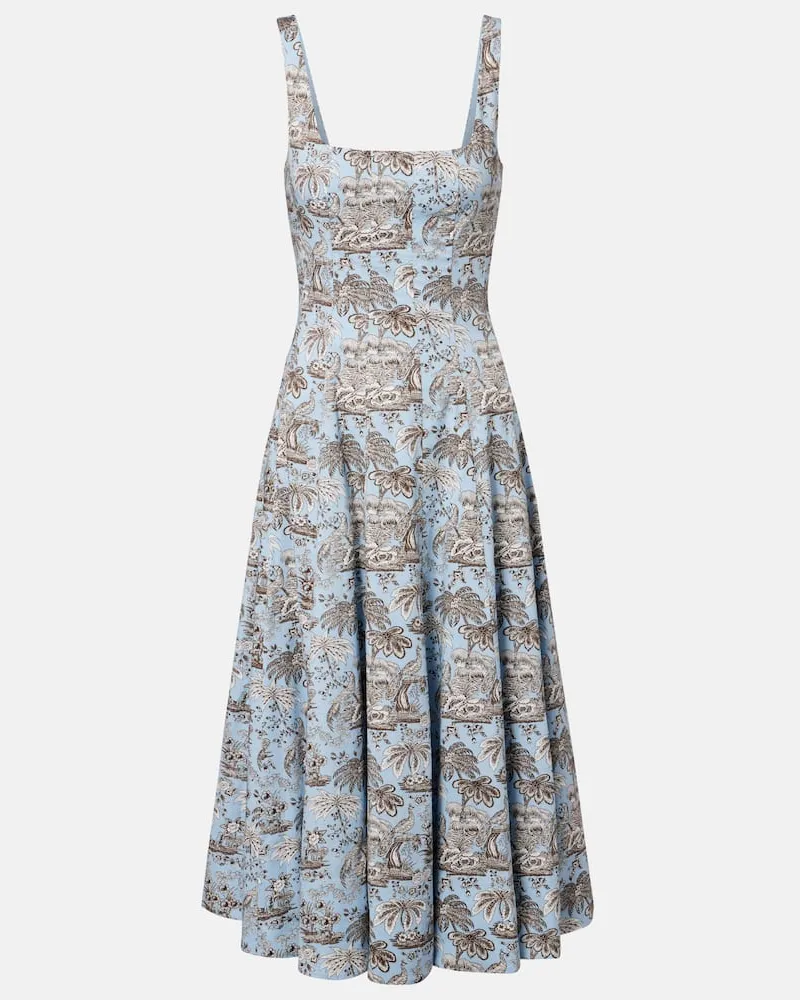 STAUD Midikleid Wells aus Baumwollpopeline Blau