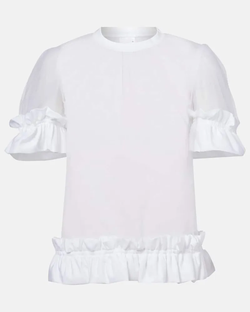 Noir Kei Ninomiya Top aus Tüll Weiß