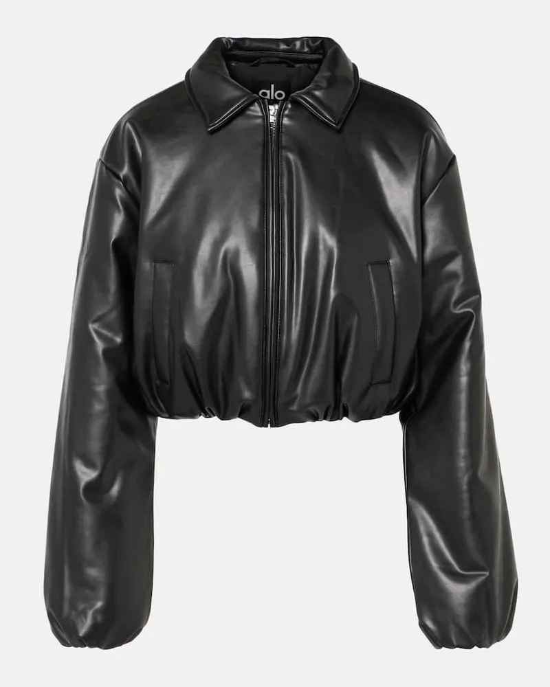 alo Bomberjacke Premier aus Lederimitat Schwarz
