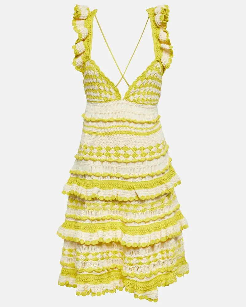 Zimmermann Minikleid Halcyon aus Häkelstrick Gelb