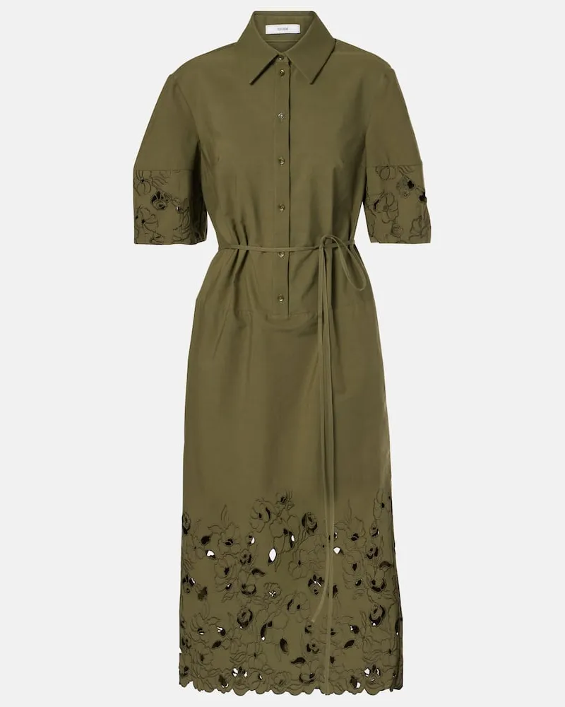 Erdem Hemdblusenkleid aus einem Baumwollgemisch Grã¼n