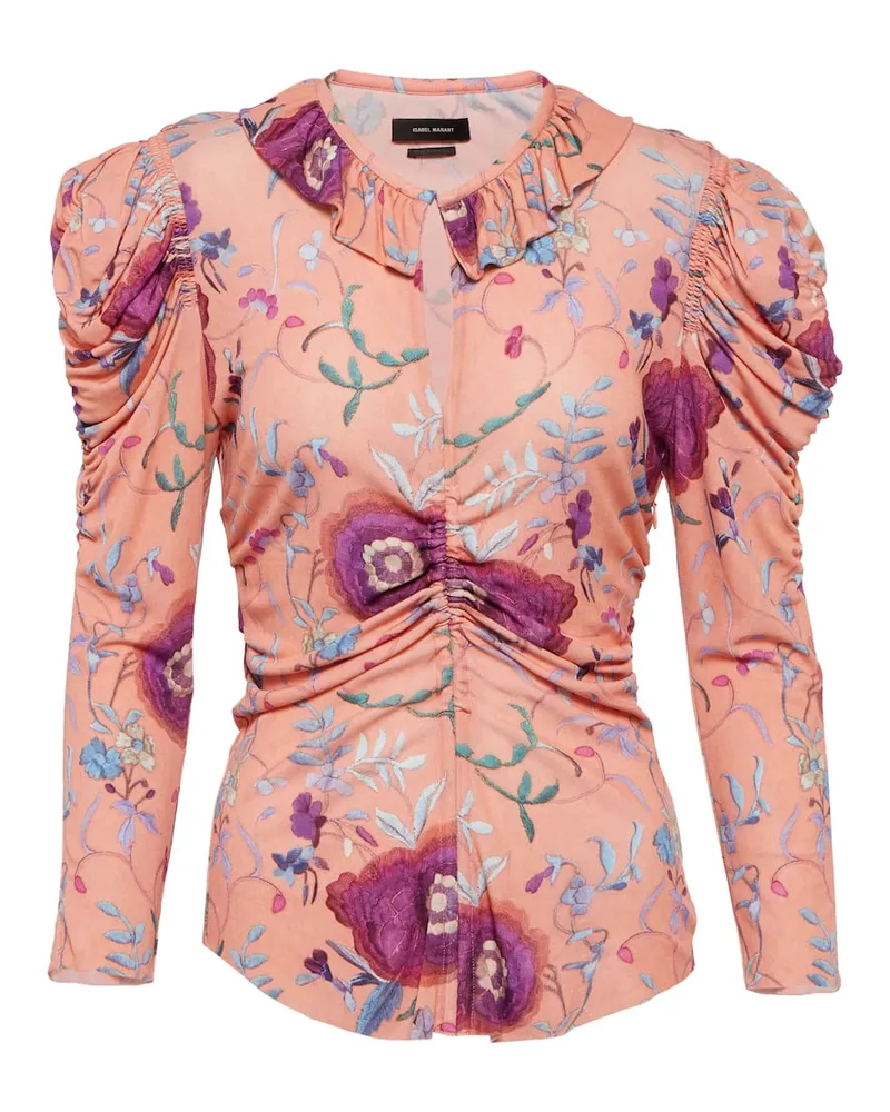 Isabel Marant Bedrucktes Top Jen aus Samt Weiß