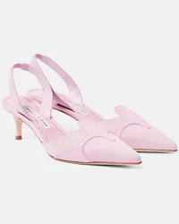 Manolo Blahnik Slingback-Pumps Poligleto 50 aus Veloursleder Pink