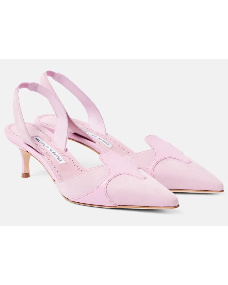 Manolo Blahnik Slingback-Pumps Poligleto 50 aus Veloursleder Pink