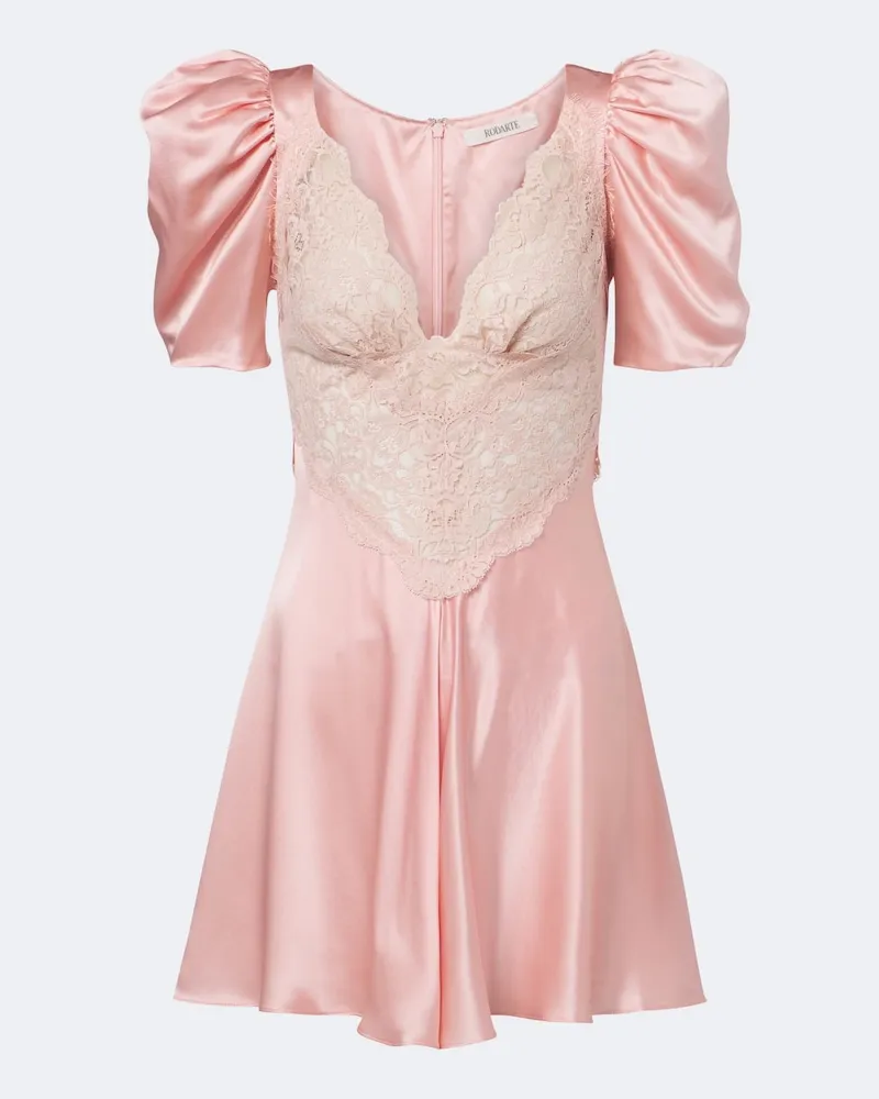 Rodarte Minikleid aus Seidensatin mit Spitze Rosa