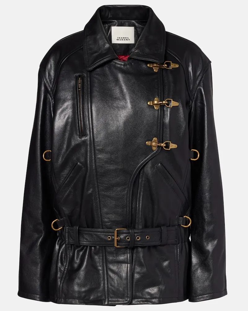 Isabel Marant Lederjacke Caitlyn Schwarz