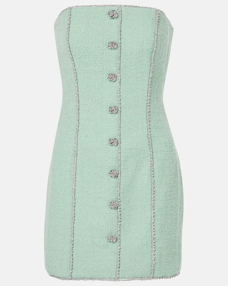 ROTATE Birger Christensen Verziertes Minikleid aus Bouclé Grün