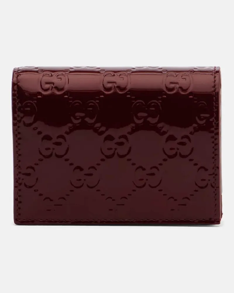 Gucci Portemonnaie GG Emblem aus Lackleder Burgunderrot