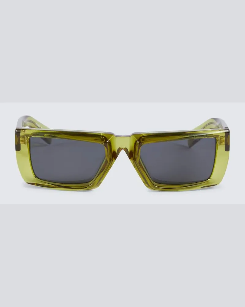 Prada Eckige Sonnenbrille Runway Grün