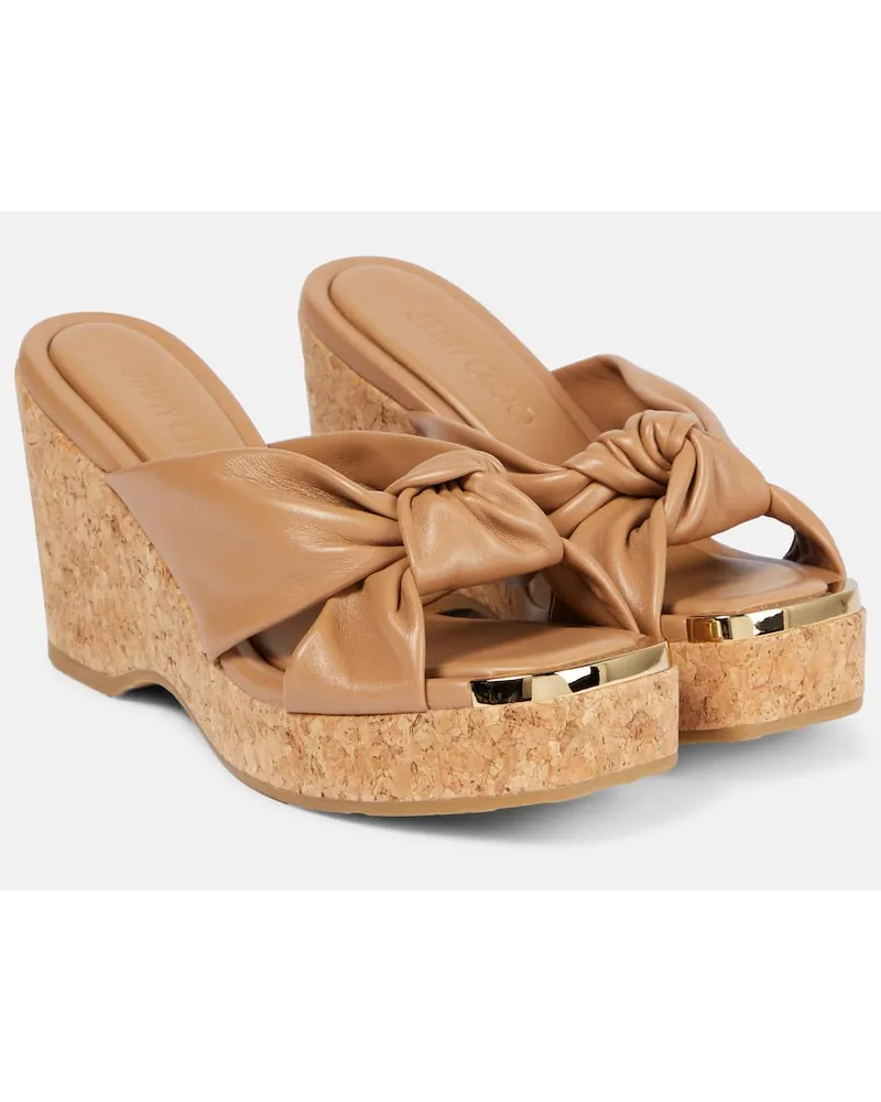 Jimmy Choo Wedge-Pantoletten Avenue aus Leder Braun