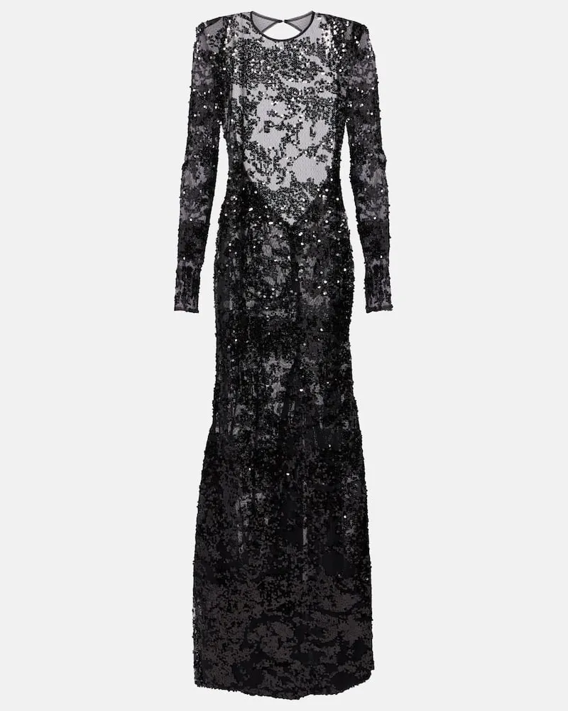 Victoria Beckham Robe aus Spitze mit Pailletten Schwarz