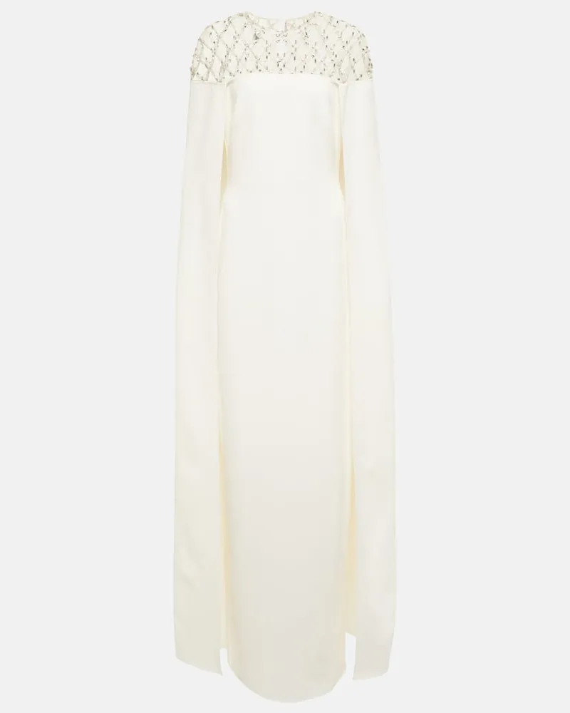 Safiyaa Bridal Verzierte Robe aus Crêpe Weiß