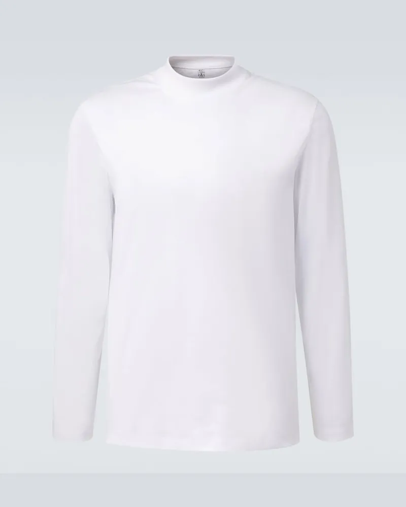 Brunello Cucinelli Longsleeve aus Baumwoll-Jersey Weiß