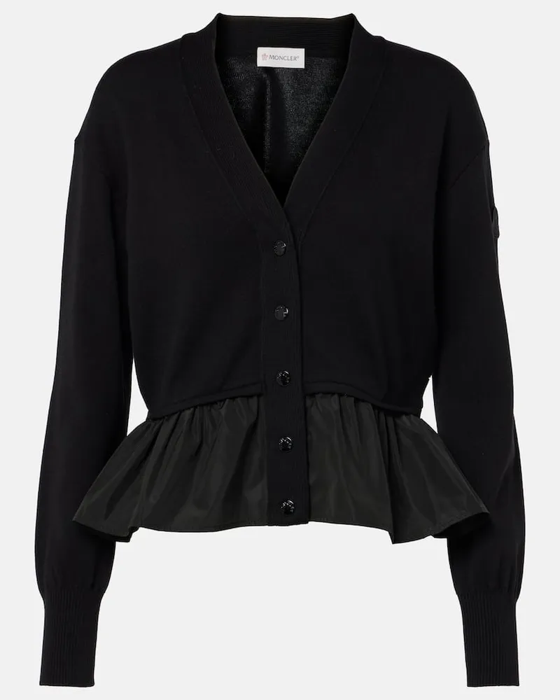 Moncler Cardigan aus Baumwolle, Seide und Kaschmir Schwarz