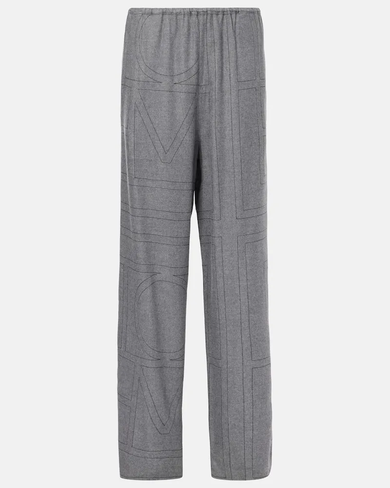 Totême Pyjama-Hose Monogram aus Flanell Grau