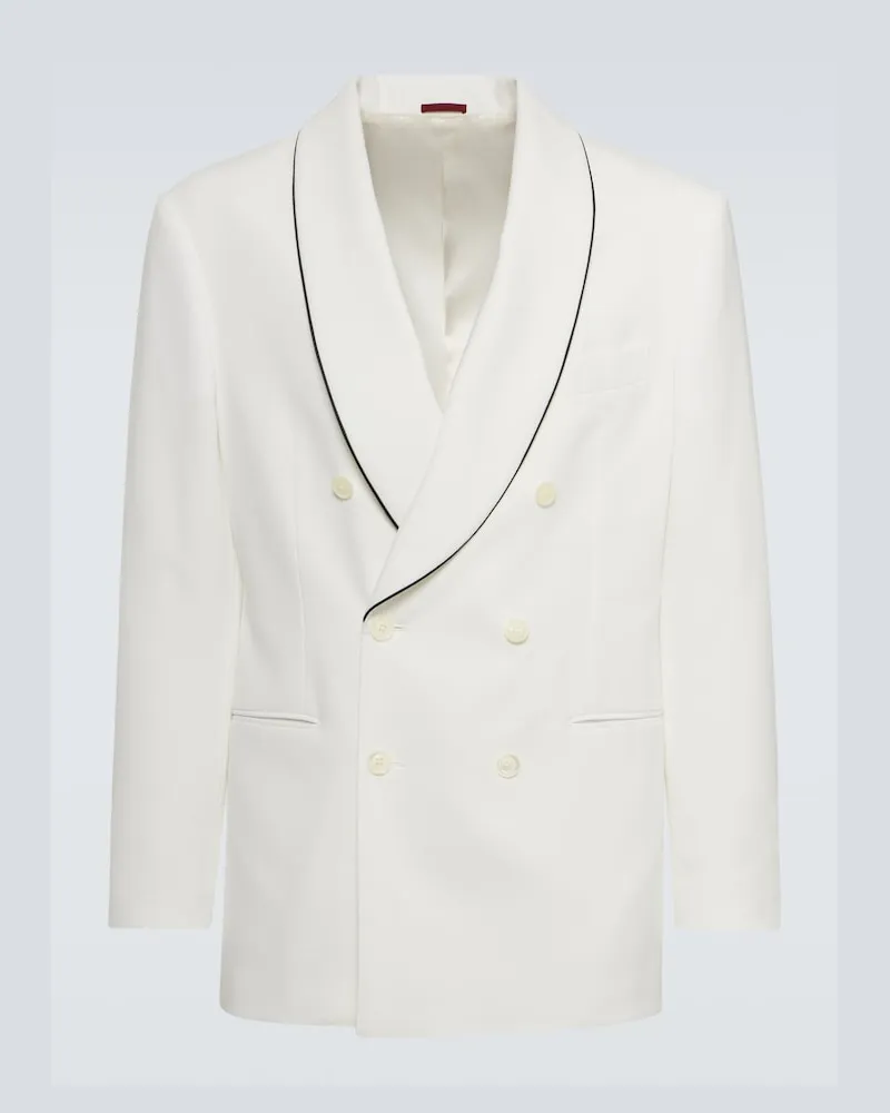 Brunello Cucinelli Smokingjacke aus Baumwolle Weiß