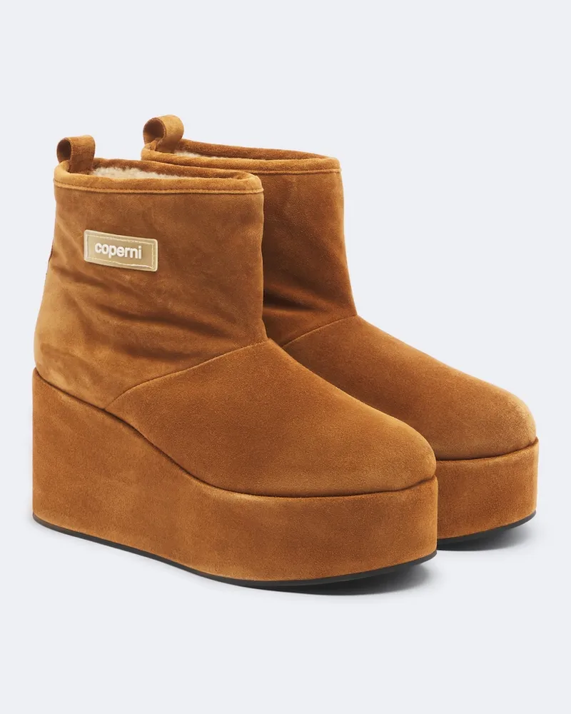 COPERNI Stiefel aus Veloursleder mit Shearling Braun