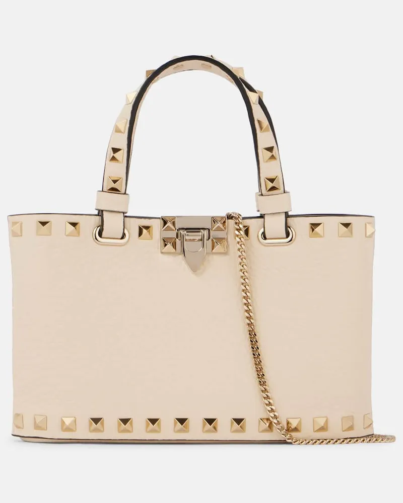 Valentino Garavani Tote Bag Rockstud Mini aus Leder Weiß