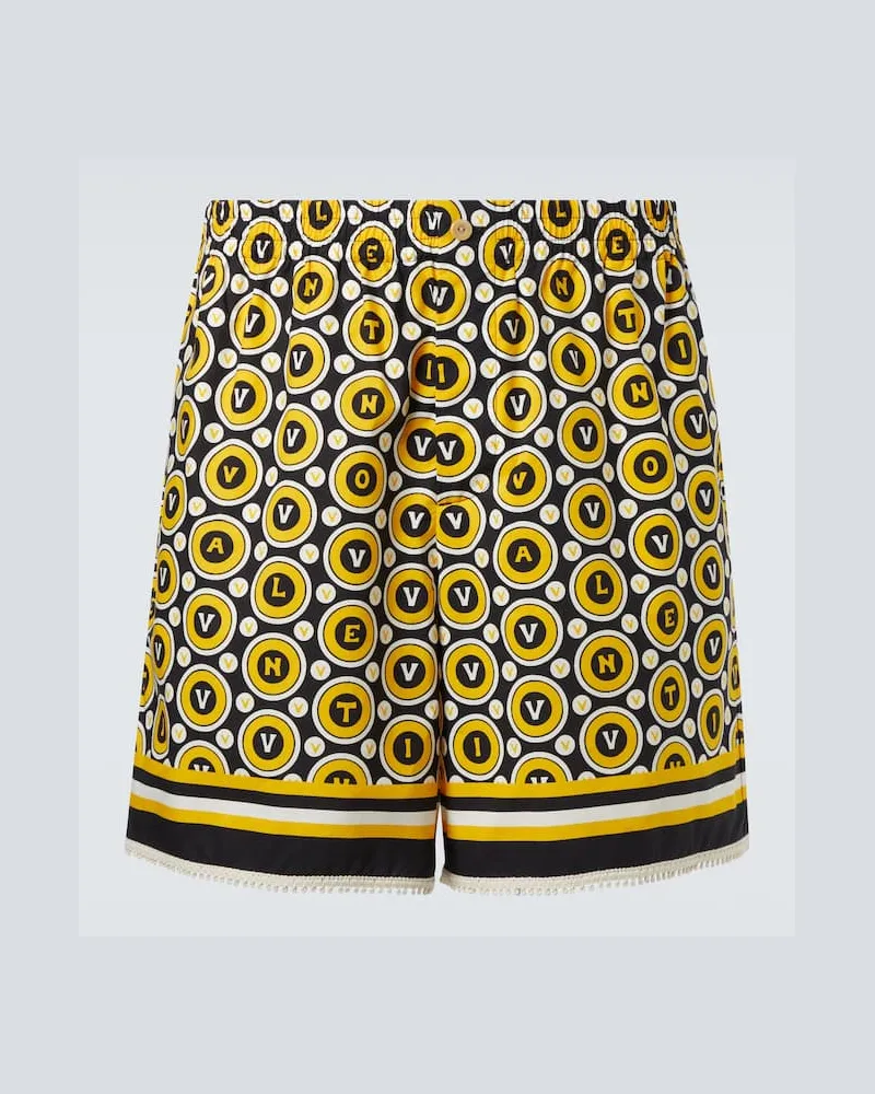Valentino Garavani Bedruckte Shorts aus Baumwollpopeline Multicolor