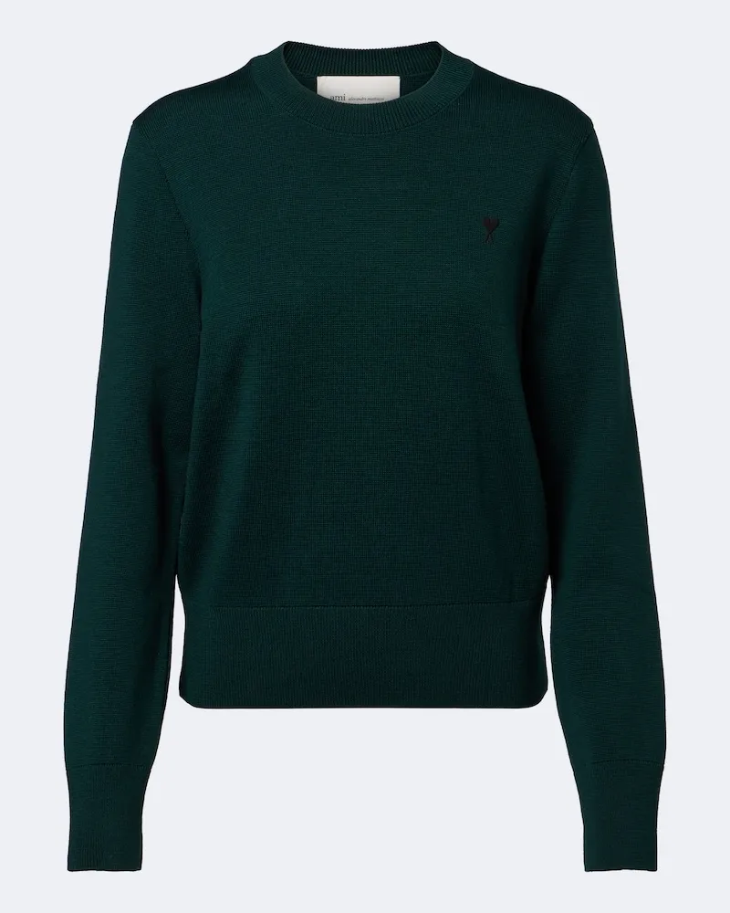 AMI Paris Pullover Ami de Coeur aus Schurwolle Grün
