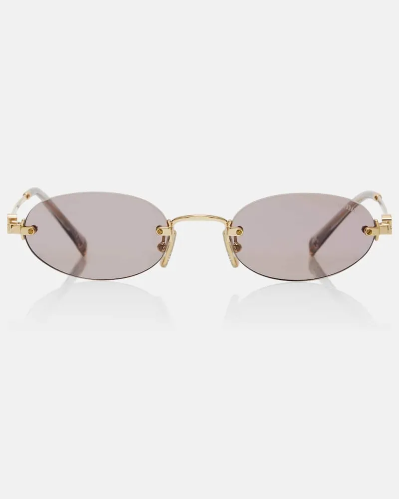Miu Miu Ovale Sonnenbrille Gold