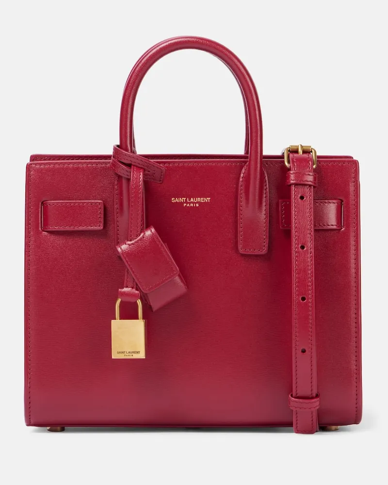 Saint Laurent Tote Bag Sac De Jour Nano aus Leder Rot