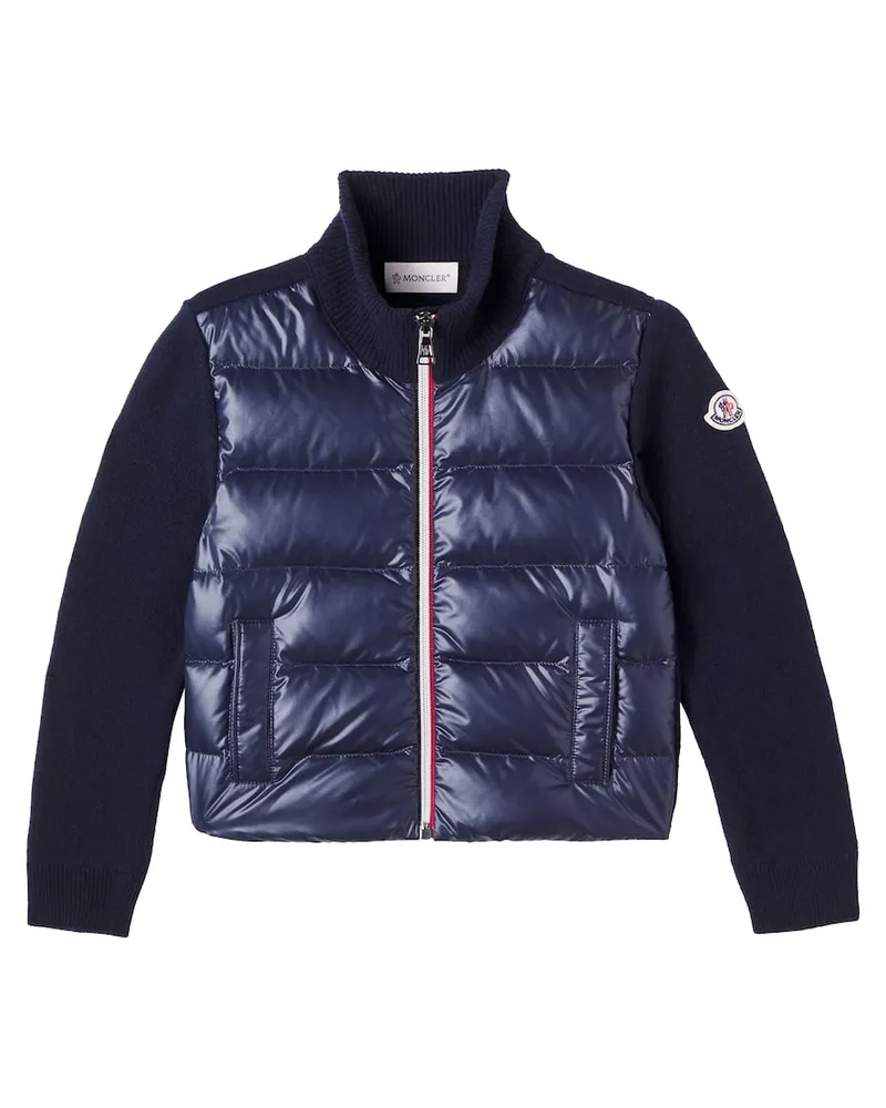 Moncler Daunenjacke mit Rippstrick Blau