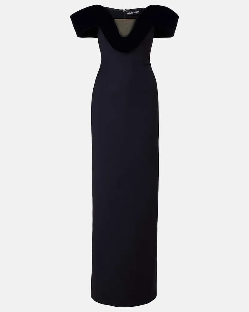 David Koma Off-Shoulder-Robe aus einem Wollgemisch Schwarz