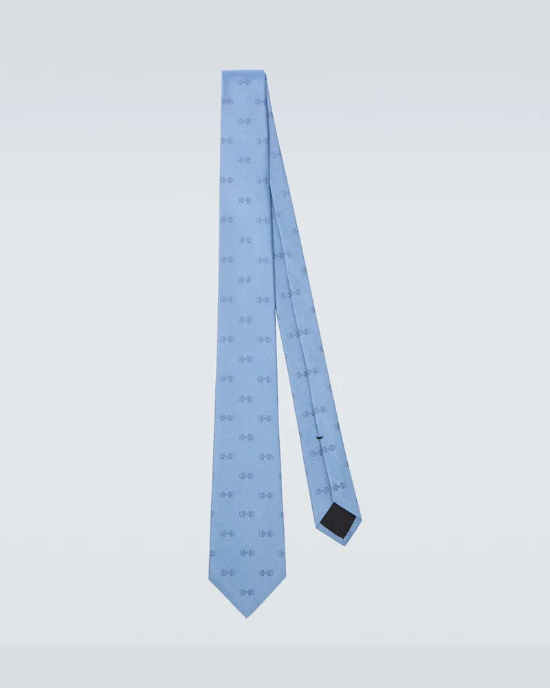 Gucci Krawatte Horsebit aus Seiden-Jacquard Blau