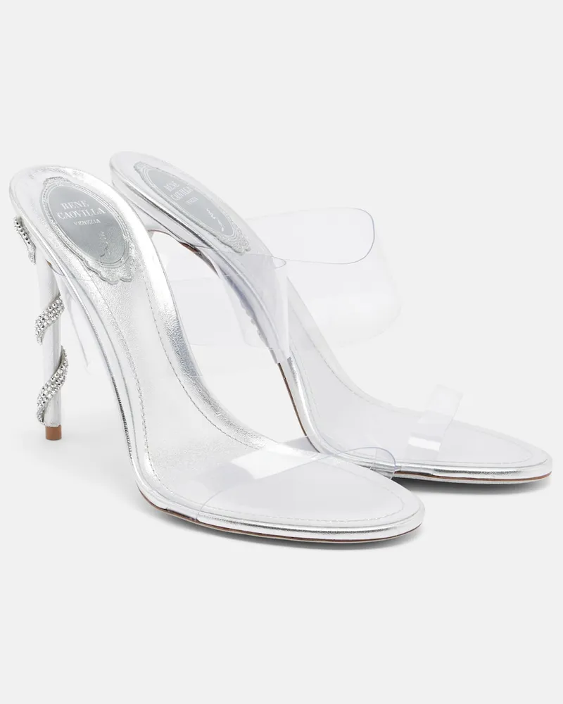 René Caovilla Sandalen Fame Celebrity mit Kristallen Silber