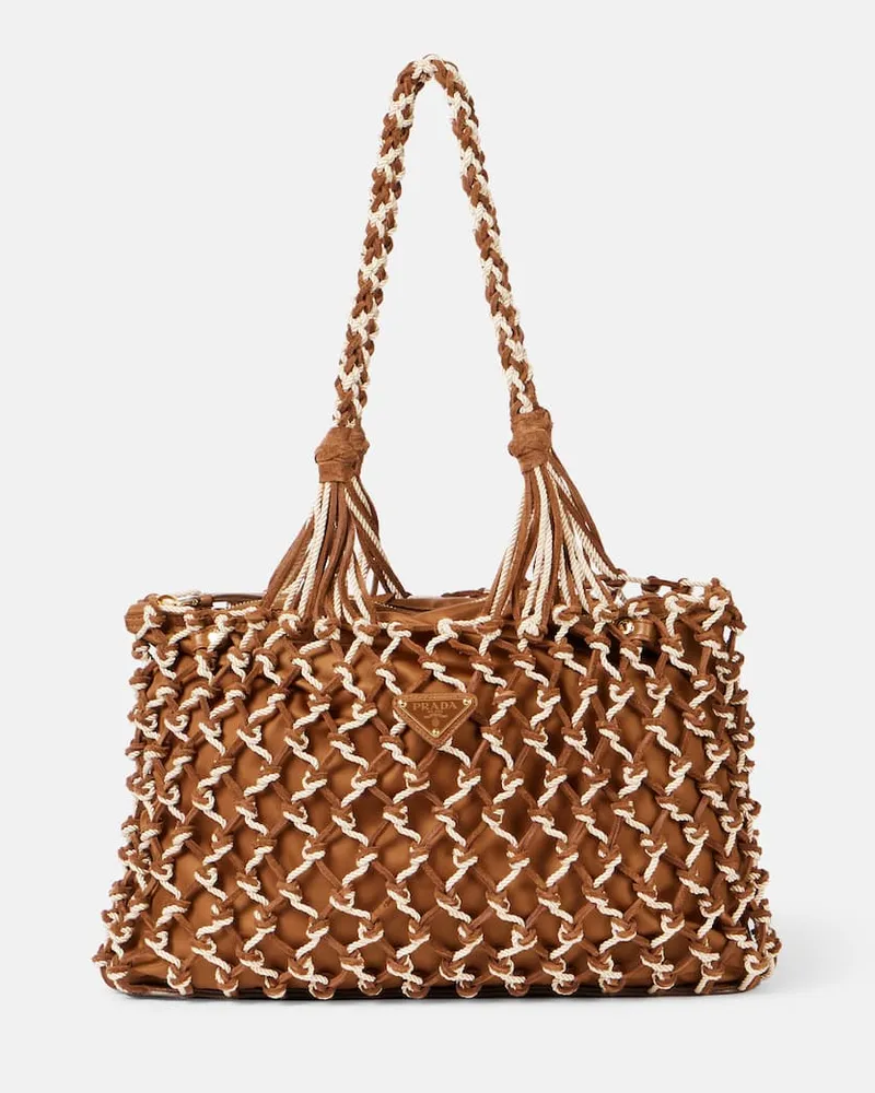 Prada Tote Bag mit Veloursleder Braun