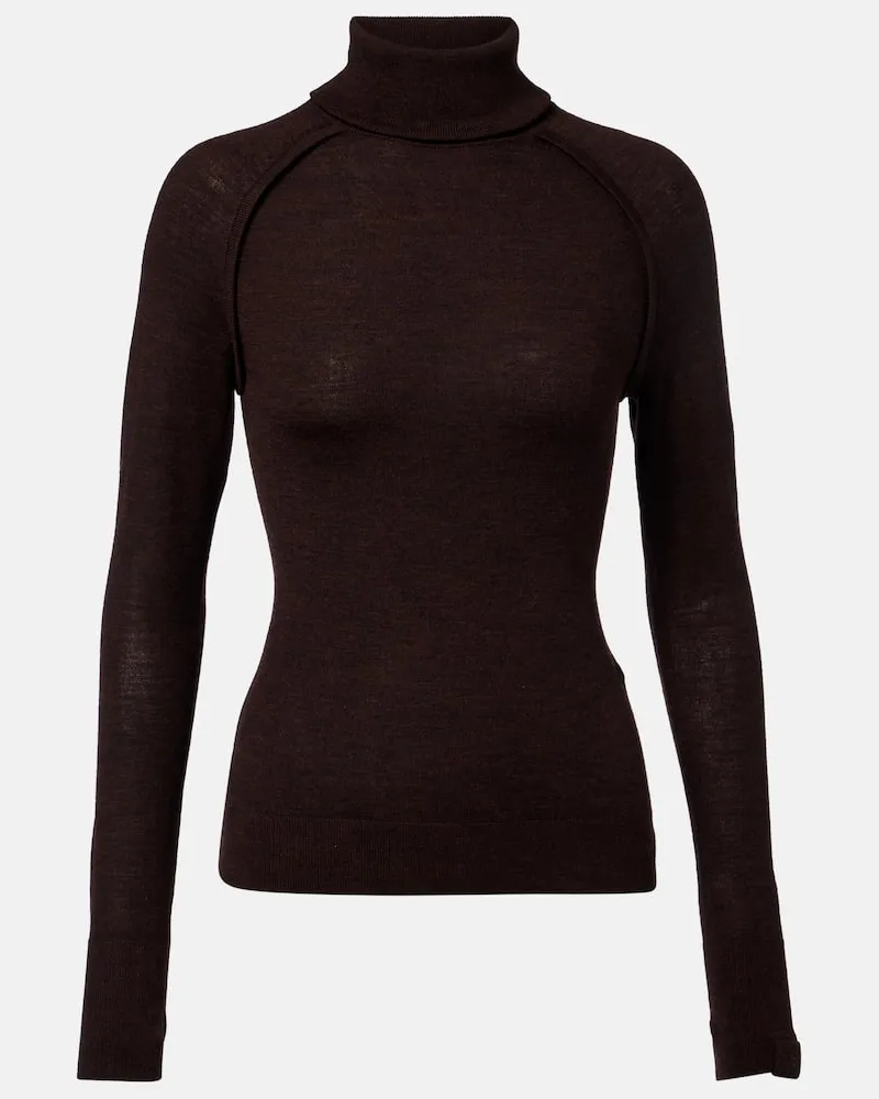 Victoria Beckham Rollkragenpullover aus Wolle Braun