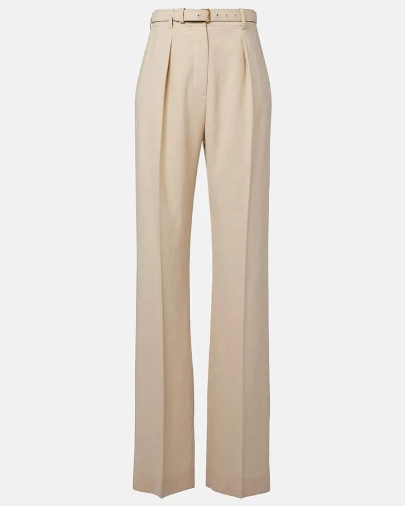 Loro Piana Gerade Hose aus Leinen und Wolle Beige