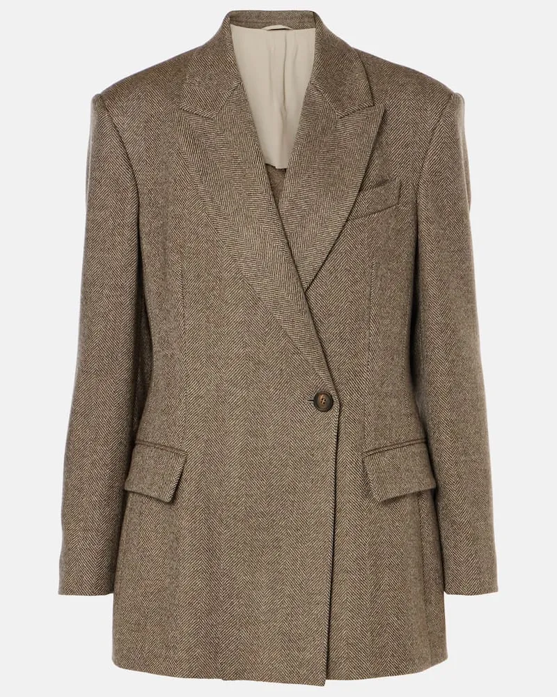 Brunello Cucinelli Blazer aus einem Wollgemisch Braun