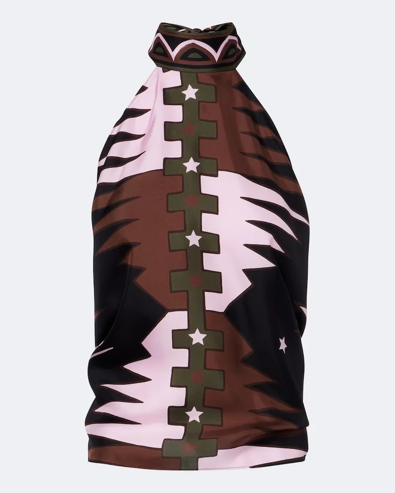 Emilio Pucci Top Valdimontone aus Seiden-Twill Multicolor