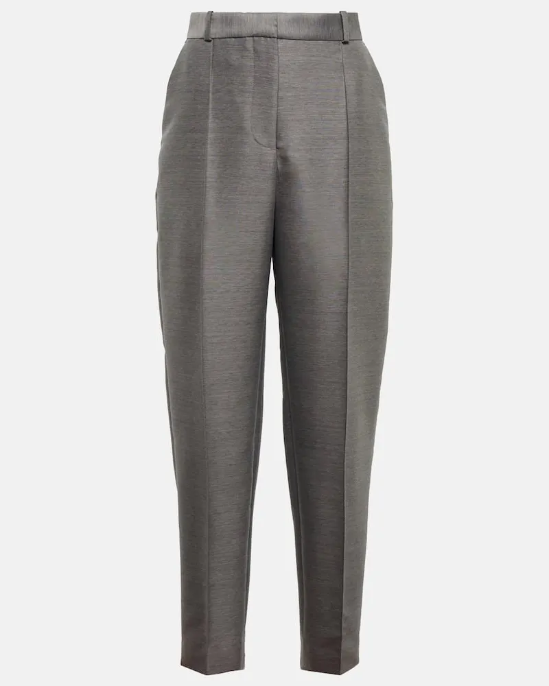 Totême Mid-Rise-Hose aus Baumwolle und Wolle Grau