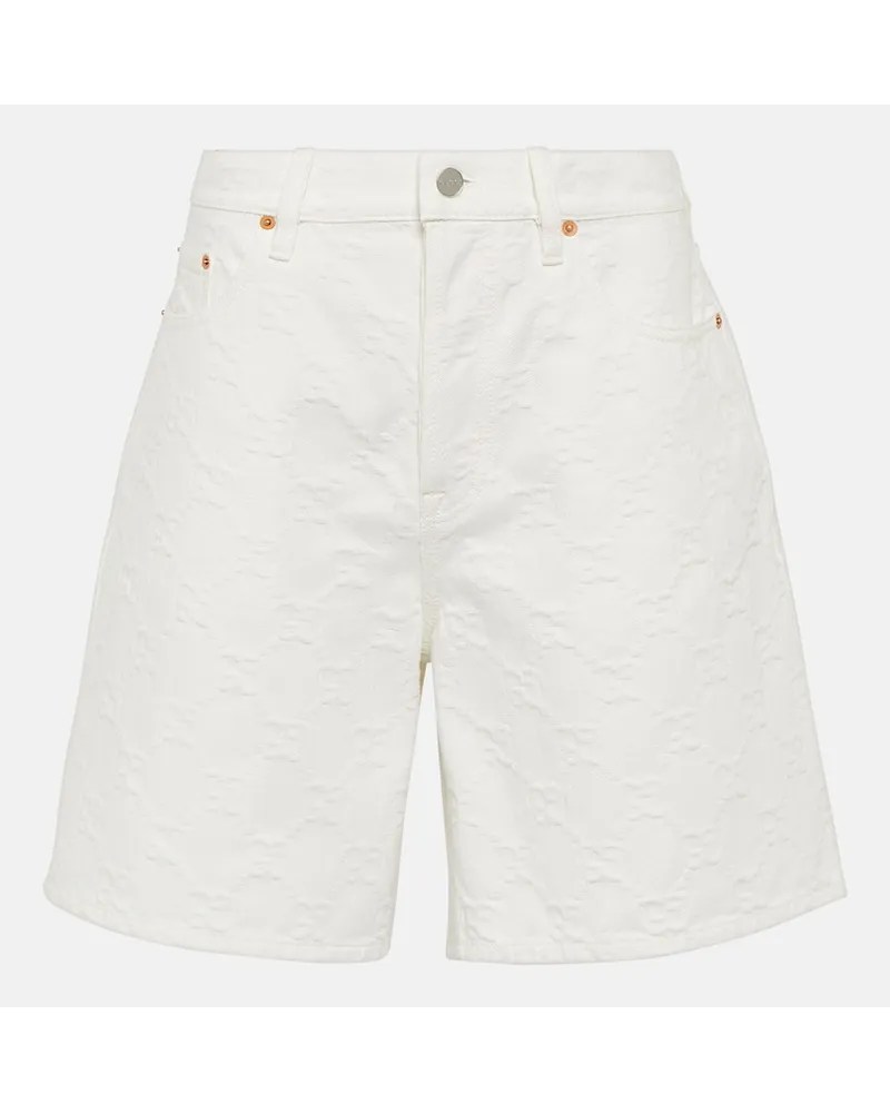 Gucci High-Rise Bermuda-Shorts aus Denim Weiss