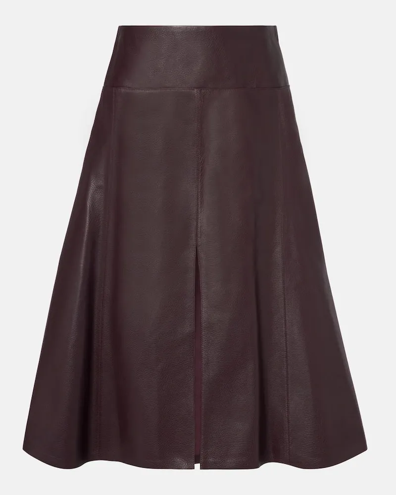 Alaïa Alaïa Low-Rise-Midirock aus Leder Burgunderrot