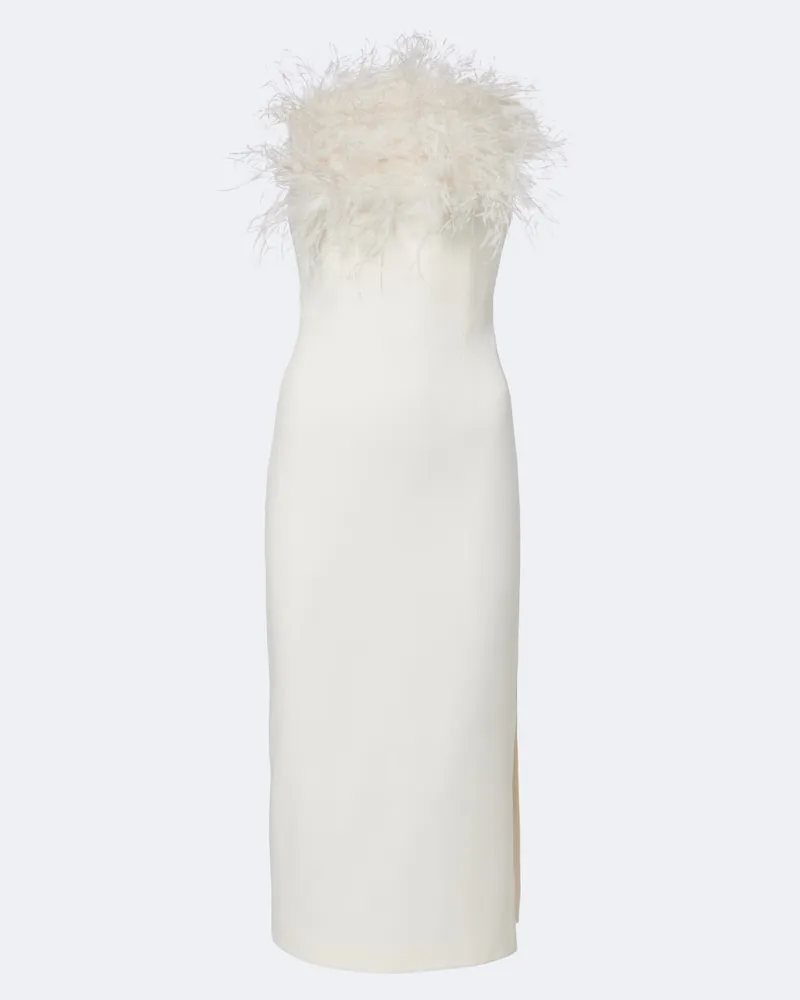 Safiyaa Midikleid Aerine aus Crêpe Weiß