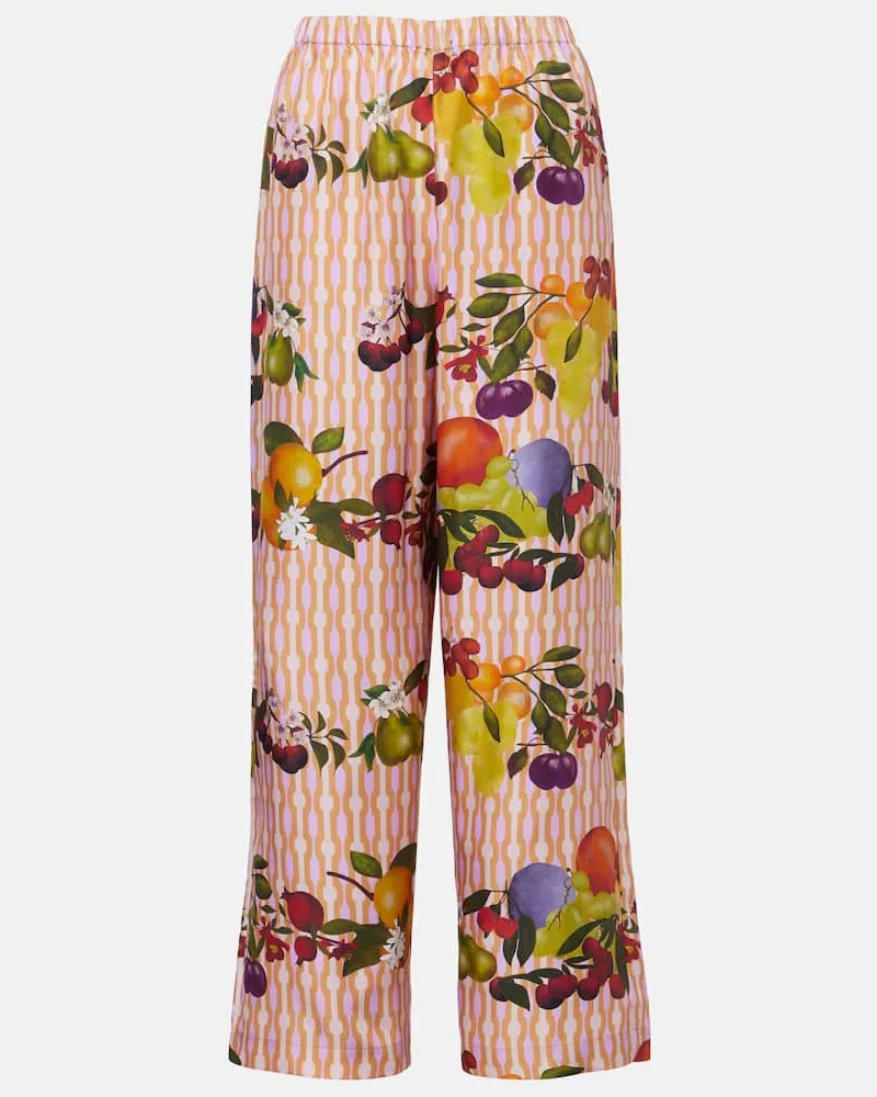 Eres Hose Cannelle aus Seiden-Twill Multicolor
