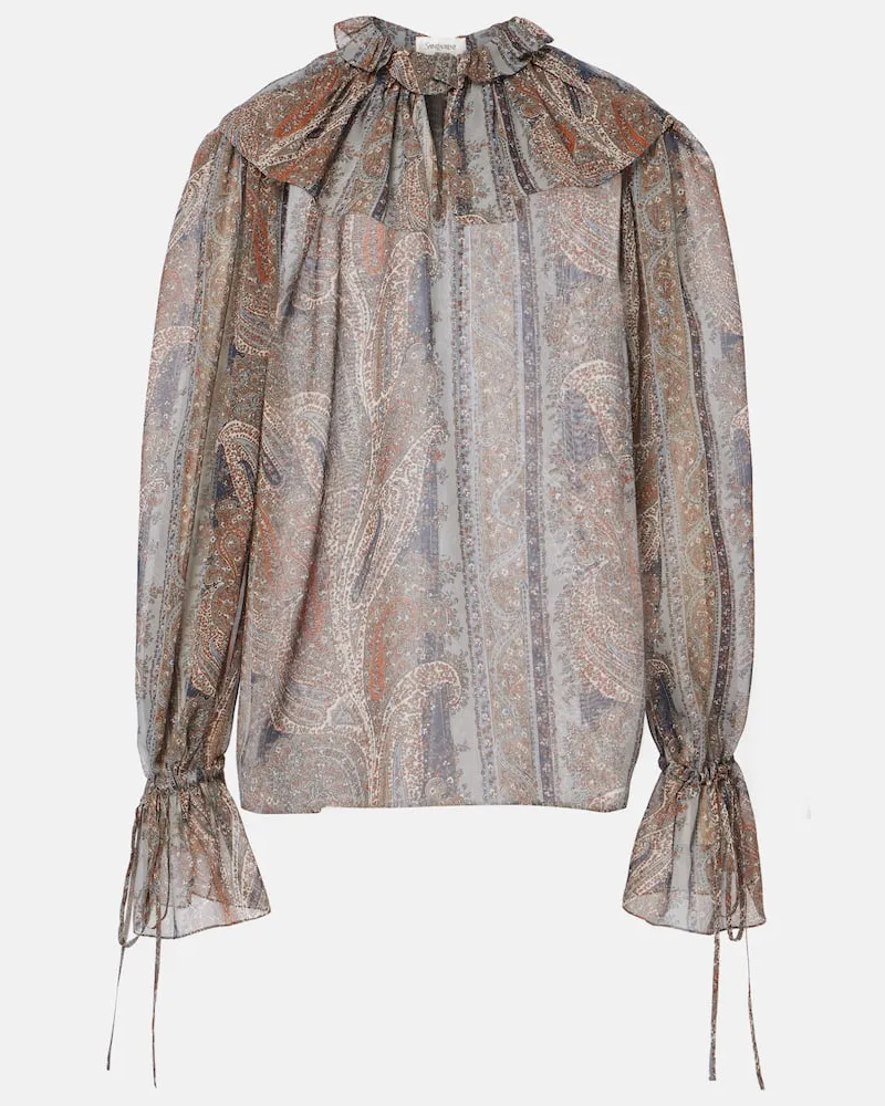 Saint Laurent Top aus Seiden-Georgette Multicolor
