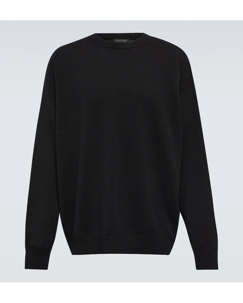 Balenciaga Bestickter Pullover aus Kaschmir Schwarz