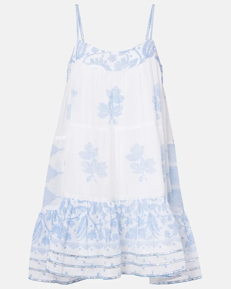 Juliet Dunn Bedrucktes Slipdress aus Baumwolle Weiß