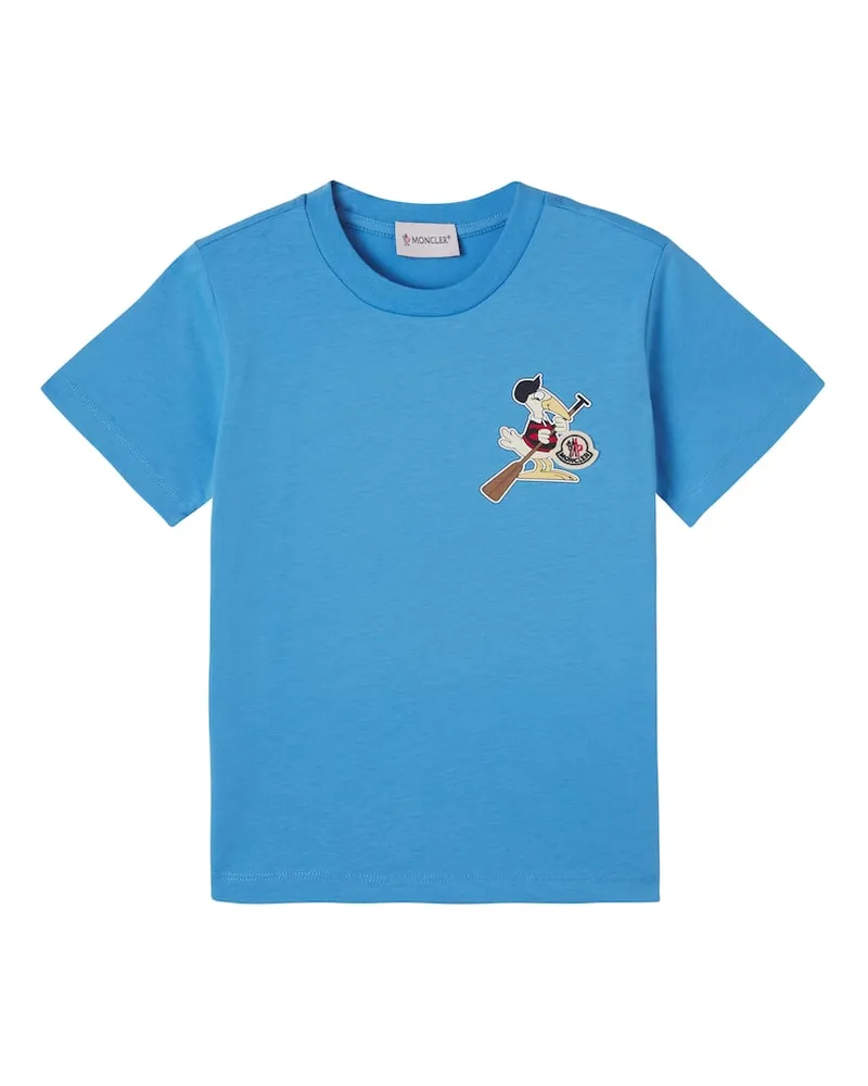 Moncler T-Shirt Mon Duck aus Baumwoll-Jersey Blau