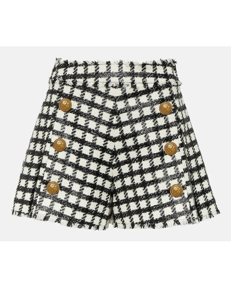 Balmain High-Rise Shorts aus einem Wollgemisch Multicolor