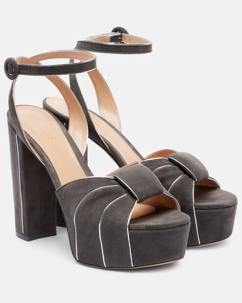Gianvito Rossi Plateausandalen 125 aus Veloursleder Grau