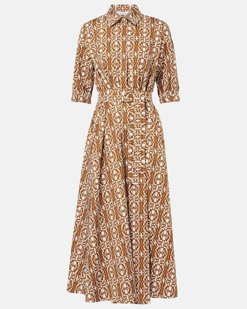 Max Mara Bedrucktes Midikleid Luxgi aus Baumwolle Orange