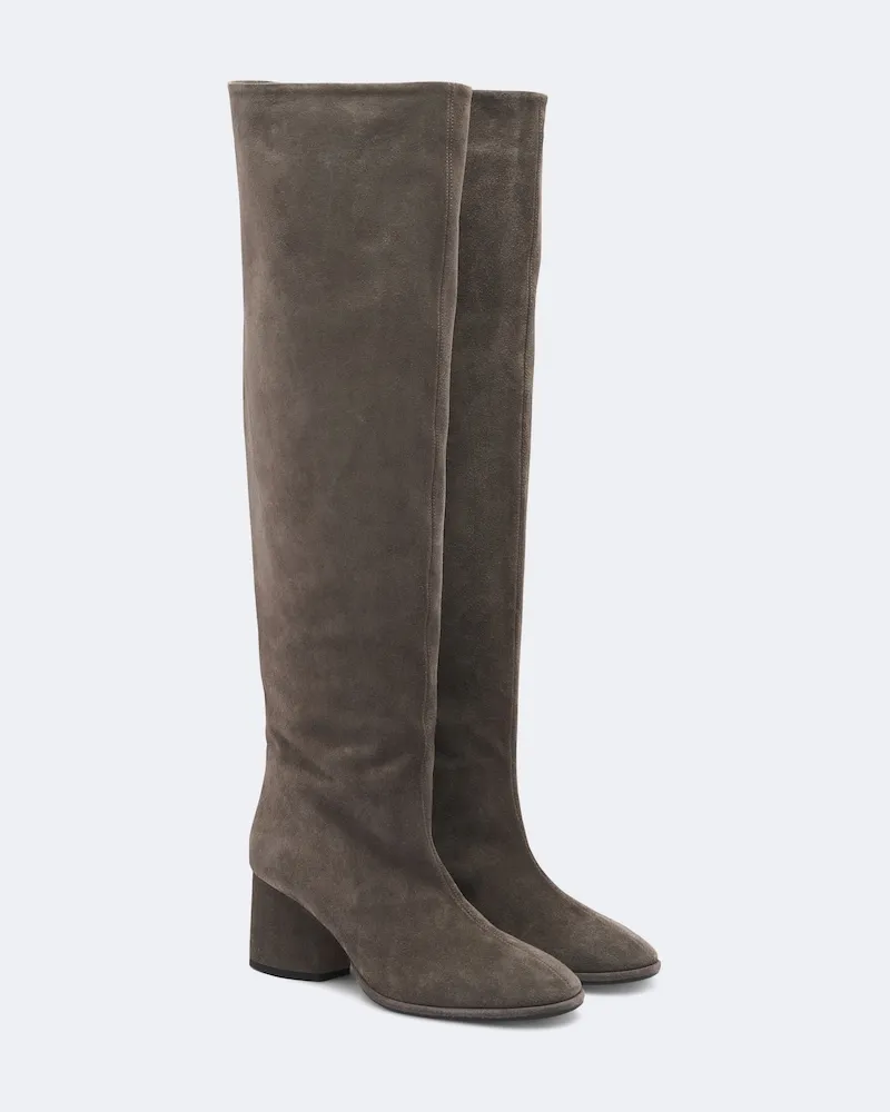 aeyde Stiefel Almut aus Veloursleder Grau