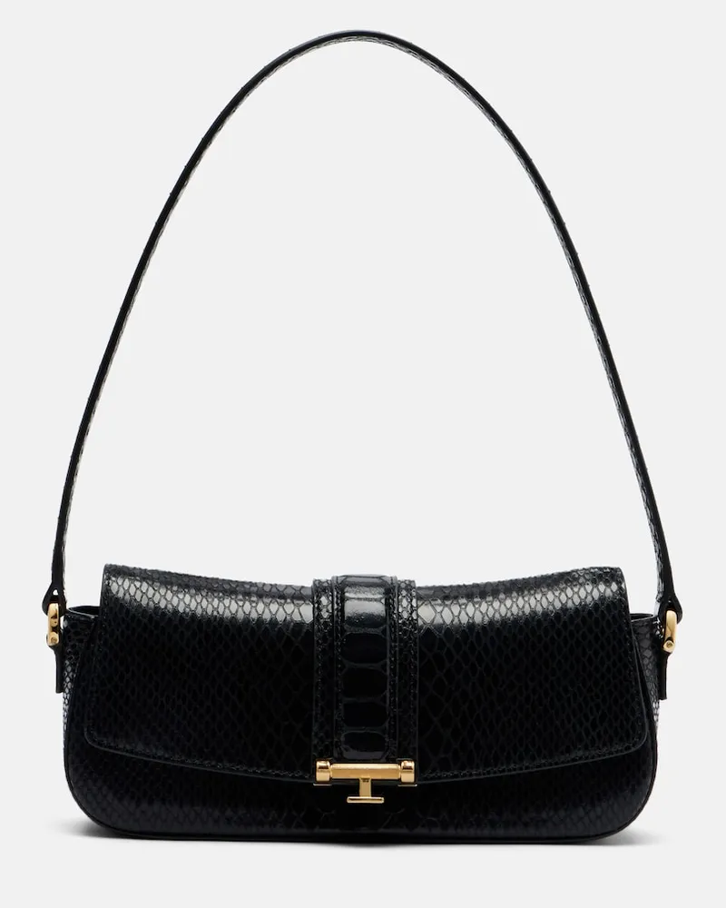 The New Arrivals Ilkyaz Ozel Schultertasche Obscura.06 aus Leder Schwarz