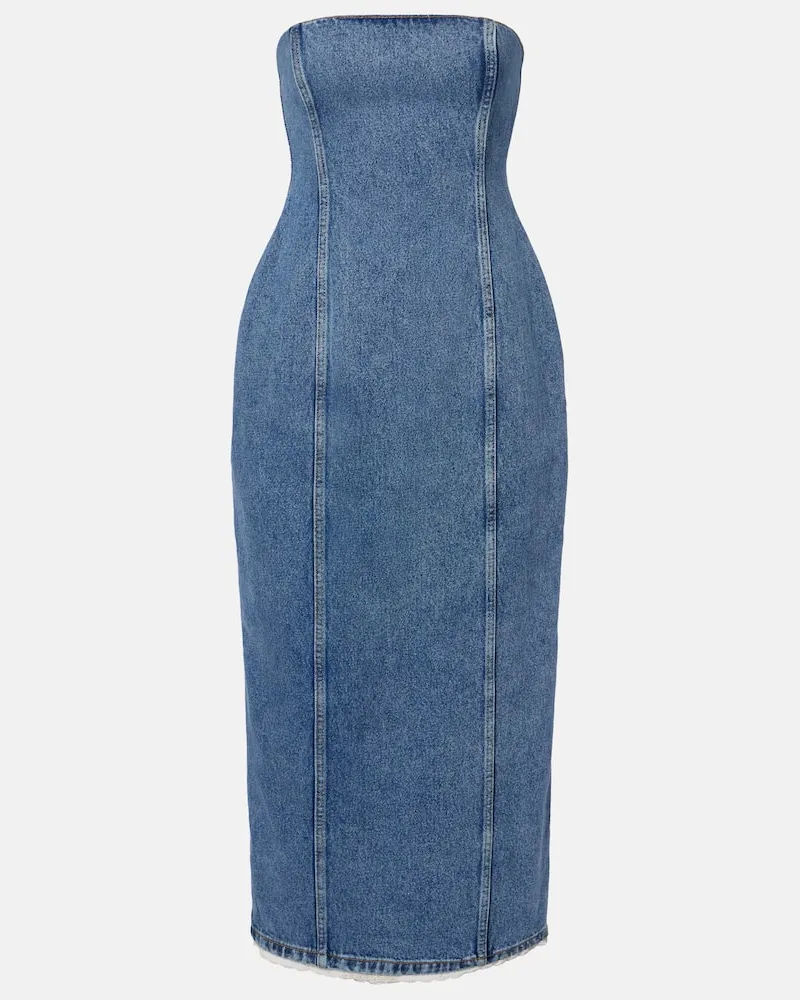 Magda Butrym Midikleid aus Denim Blau